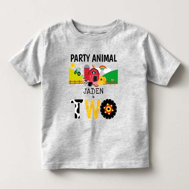 2:a födelsedagen 2 år gamla djur i Party T Shirt (Framsida)