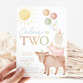 2:a födelsedagen Boskap Barnyard Party Boys Inbjudningar