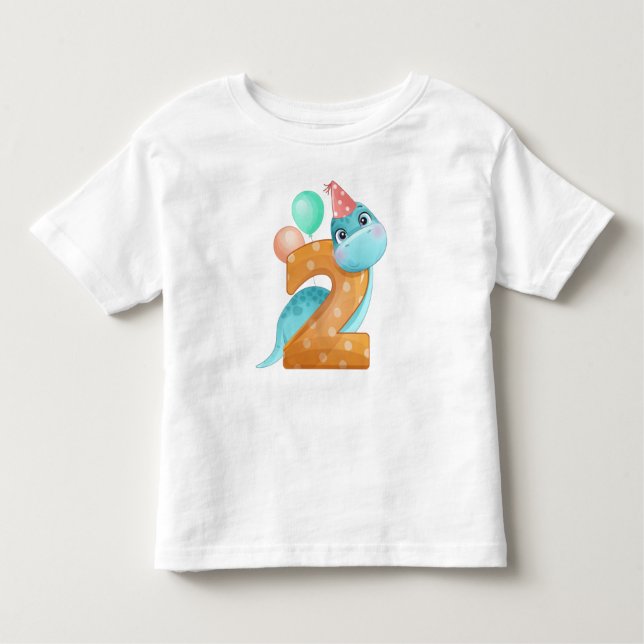2:a födelsedagen Dinosauer T Shirt (Framsida)