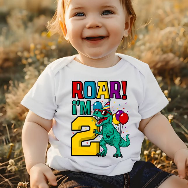 2:a födelsedagen Dinosaur Roar T Shirt (Skapare uppladdad)