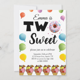 2:a födelsedagen Donut Ice Cream Birthday Inbjudningar