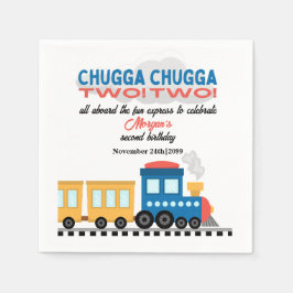 2:a födelsedagen färgad Tecknad Tåg Pappersservett