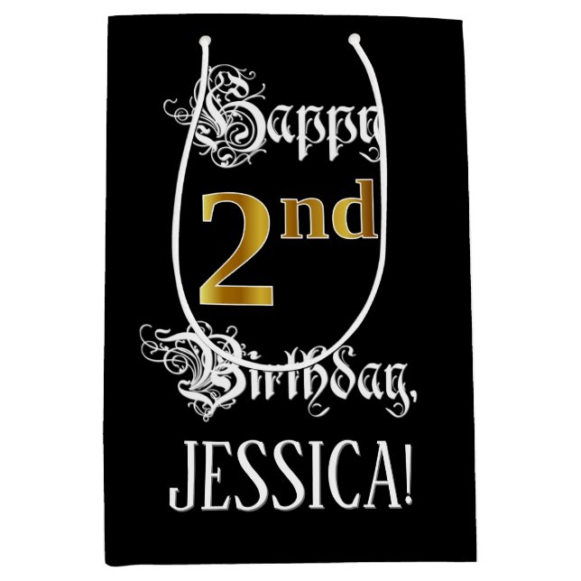 2:a födelsedagen ~ Finare-skript; Faux Guld Titta; (Framsidan)