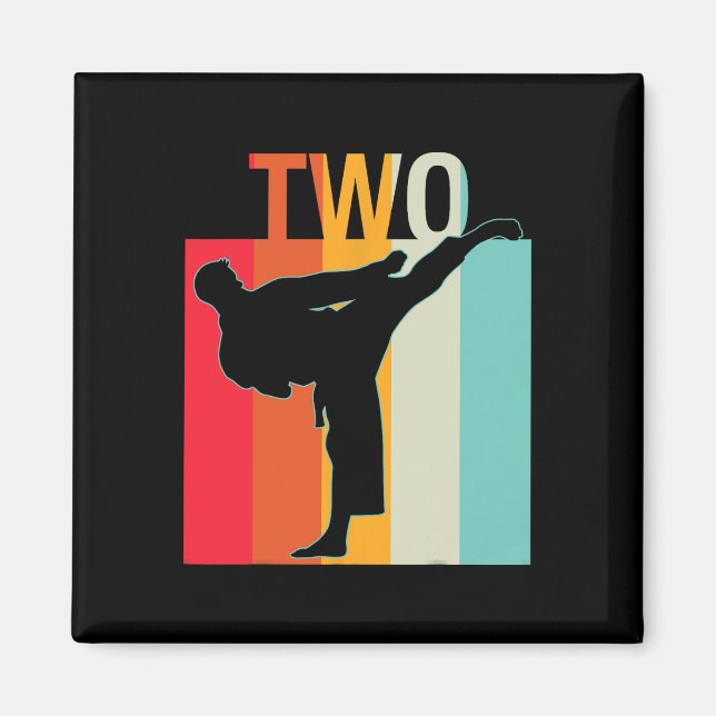 2:a födelsedagen Gift Karate Retro Taekwondo Marti Magnet (Framsidan)