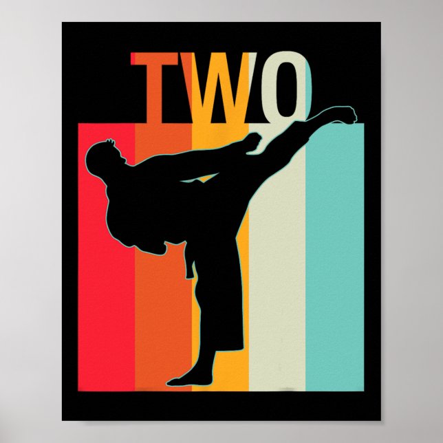 2:a födelsedagen Gift Karate Retro Taekwondo Marti Poster (Framsidan)
