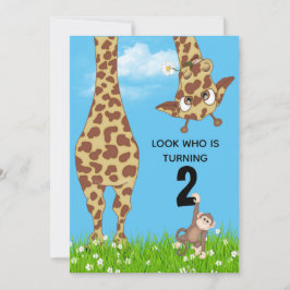 2:a födelsedagen Giraffe i gräs Inbjudningar