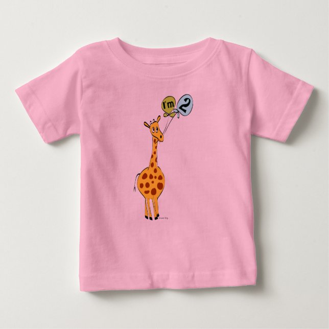 2:a födelsedagen - Giraffe med ballonger T-shirt (Framsida)