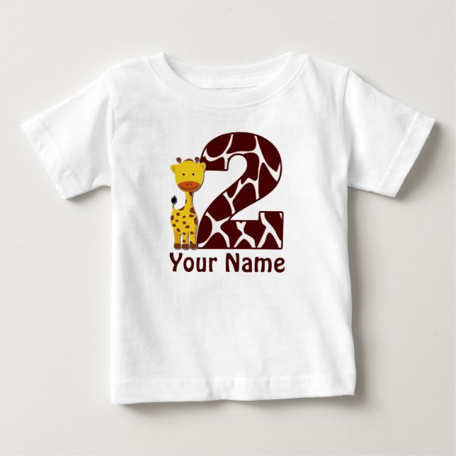 2:a födelsedagen Giraffe Personlig Shirt T-shirt (Framsida)