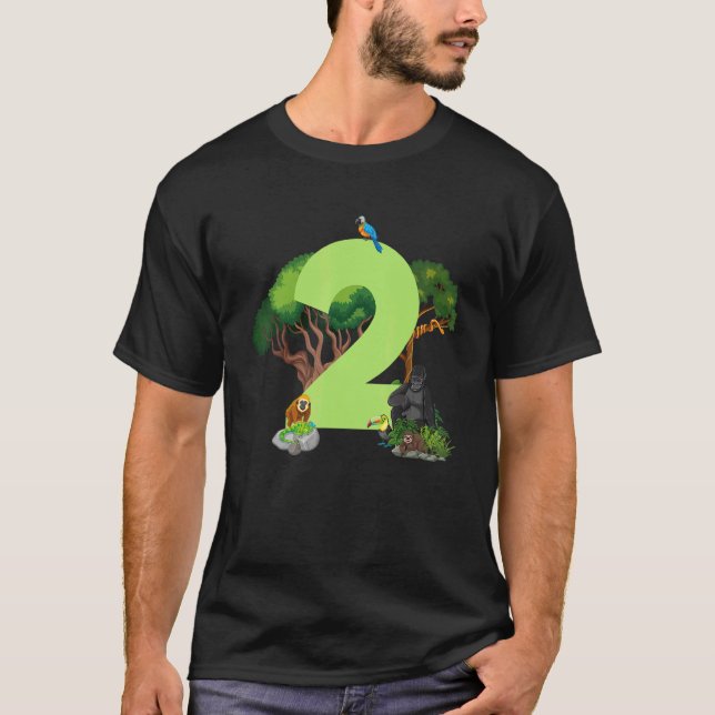 2:a födelsedagen Jungle Animals Safari Rainforest  T Shirt (Framsida)