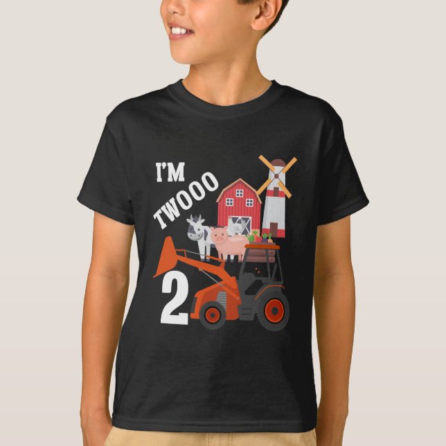 2:a födelsedagen Kid Farm Tractor älskare 2-årig T Shirt (Framsida)
