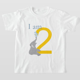 2:a födelsedagen Modern Minimal Grått Elephant T-S T Shirt