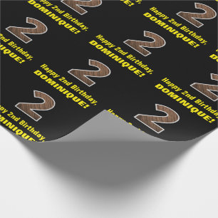 2:a födelsedagen: Namn & Faux Wood Grain Mönster " Presentpapper