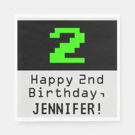 2:a födelsedagen - Nerdy/Geeky Stil "2" och Namn Pappersservett
