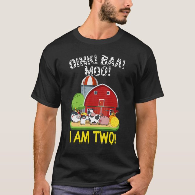 2:a födelsedagen Oink Baa Moo I är två Boskap Tr T Shirt (Framsida)