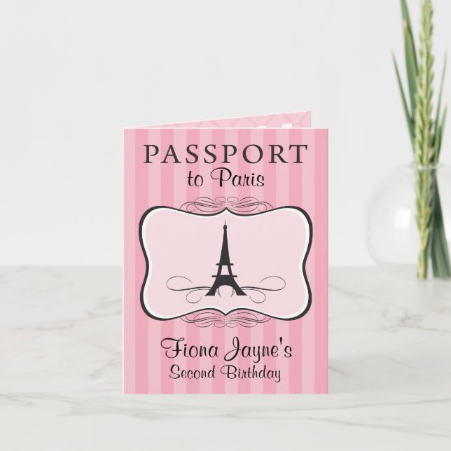 2:a födelsedagen: Paris-passinbjudan Inbjudan (Framsida)