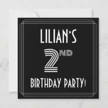 2:a födelsedagen Party: Art Deco Stil w/eget namn