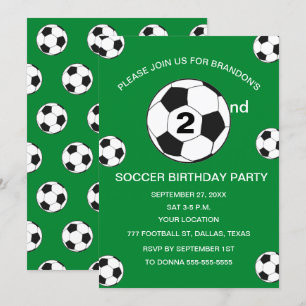 2:a födelsedagen Party: Grönt Boys Sports Inbjudningar