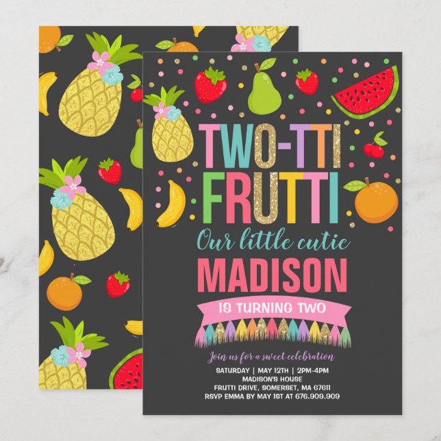 2:a födelsedagen Party Inbjudningar (Fram/baksida)