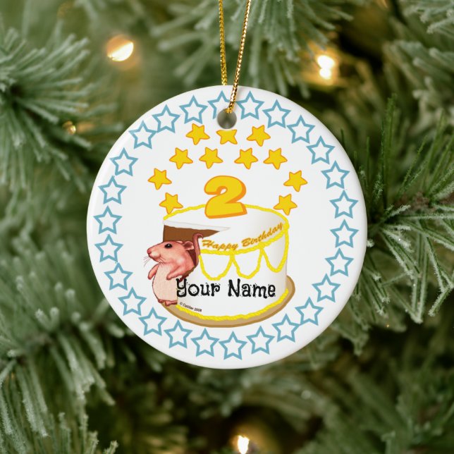 2:a födelsedagen Party: Mus födelsedag Julgransprydnad Keramik (Träd)