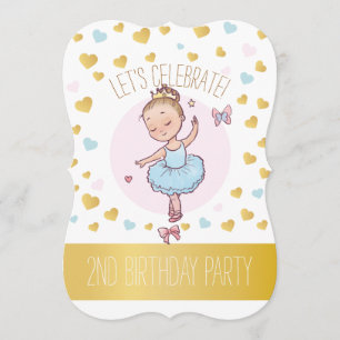 2:a födelsedagen Party Prinsessan Ballerina i Tut Inbjudningar