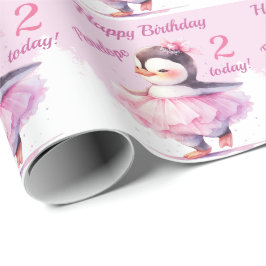 2:a födelsedagen Penguin Ballerina Rosa Presentpapper