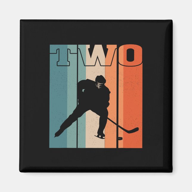 2:a födelsedagen Retro Ice Hockey 2 års Old Boy Gi Magnet (Framsidan)