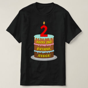 2:a födelsedagen - Roligt Cake & Candle, med eget T Shirt