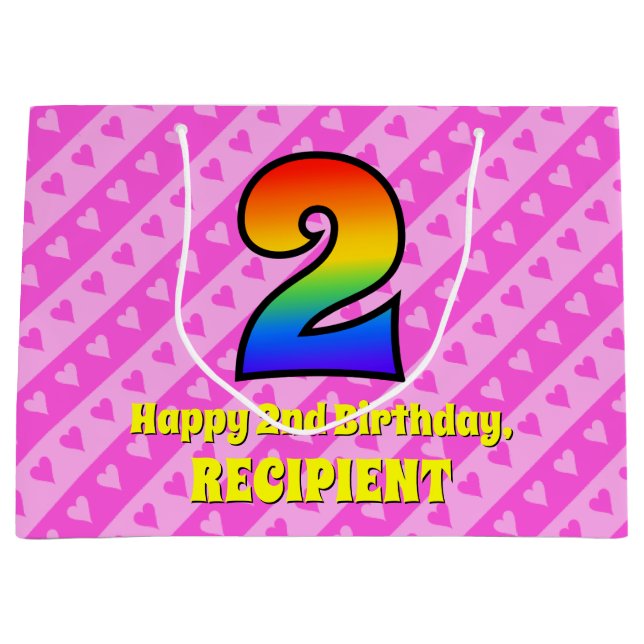 2:a födelsedagen: Rosa Rand & Hearts, regnbåge nr  (Framsidan)