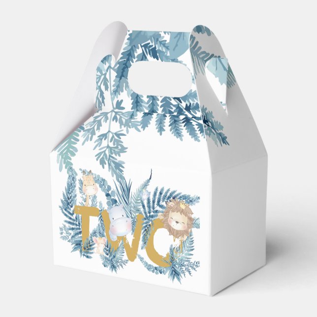 2:a födelsedagen Safari Animals Exotisk Personlig Presentaskar (Framsidan Sidan)