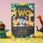 2:a födelsedagen Safari Jungle Chalkboard Cute Kid Inbjudningar<br><div class="desc">Safari Jungle Chalkboard Cute Kids Anpassa den här inbjudan med texten med knappen Redigera för att anpassa dina inbjudningar.</div>