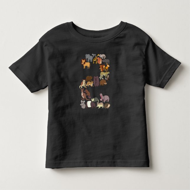 2:a födelsedagen: Safari Zoo Animals Figurer 2 Åld T Shirt (Framsida)