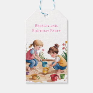 2:a födelsedagen Sandbox Girl Party Tack Presentetikett