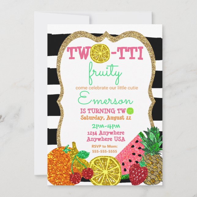 2:a födelsedagen Tutti Frutti Inbjudningar (Framsida)