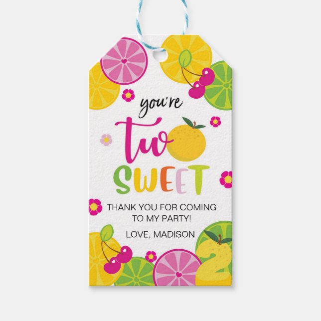 2:a födelsedagen TWOTTI FRUITTI Fruit Tack Märkre Presentetikett (Framsidan)