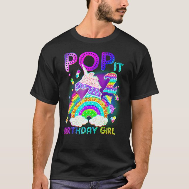 2:a födelsedagen Unicorn Fidget Pop it Birthday Gi T Shirt (Framsida)