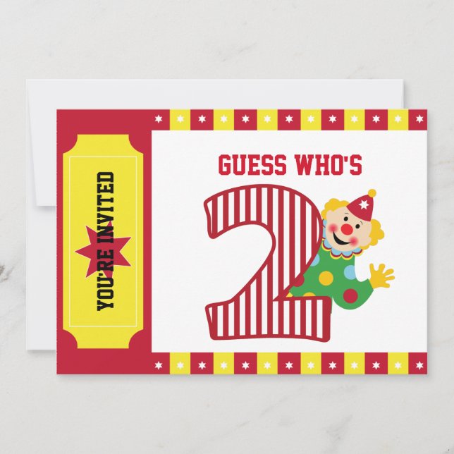 2:a födelsedagsefterbjudandet Circus-inbjudan Inbjudningar (Framsida)