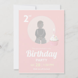 2:a födelsedagsfest inbjudan Rosa Cupcake Foto