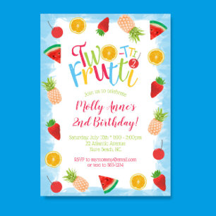 2:a födelsedagsfrukten av frukt, frukt och grönsak inbjudningar