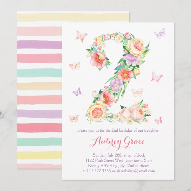 2:a födelsedagsgubbsgubbskort Garden Party inbjuda Inbjudningar (Fram/baksida)