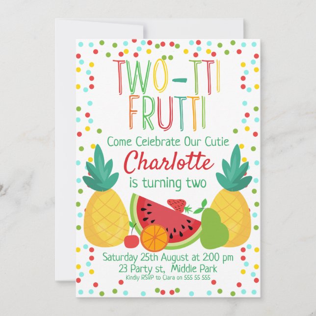 2:a födelsedagsinbjudan för frukt inbjudningar (Framsida)