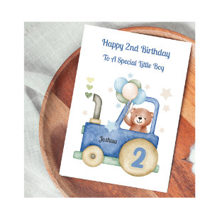 2:a födelsedagskoraktorn Teddy Birthday Boy Card Kort