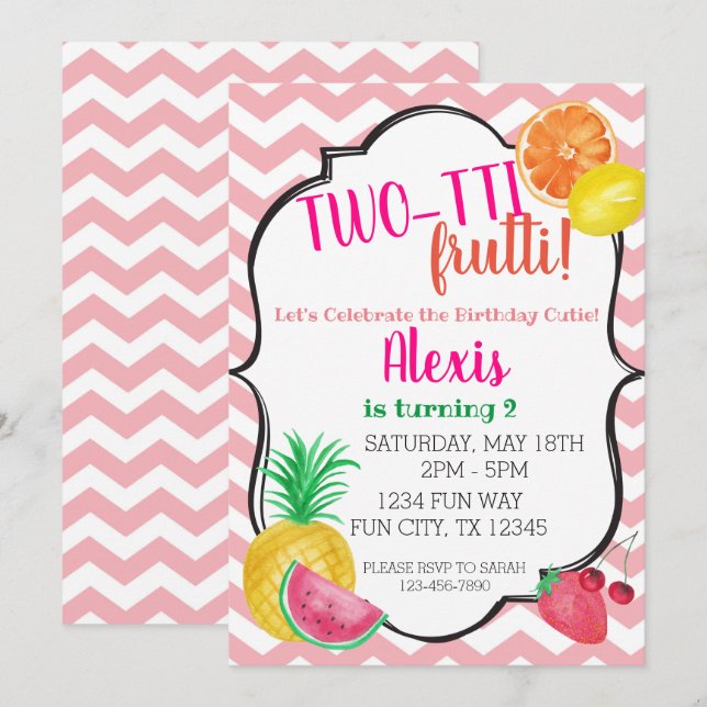 2:a födelsedagspartiets 2:a inbjudan (Fram/baksida)