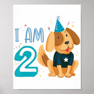 2:a födelsedagspojken Hund Puppy Children I 2 Poster