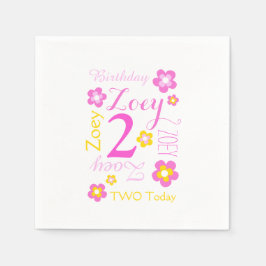 2:a födelsedagspressblomman med namnet rosa av gra pappersservett