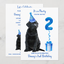 2:a födelsedagspumpens tema - Cute Hund Blue Boy P Inbjudningar