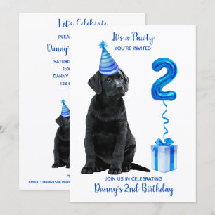 2:a födelsedagspumpens tema - Cute Hund Blue Boy P Inbjudningar