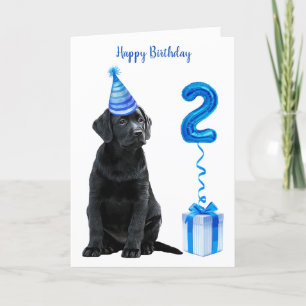 2:a födelsedagspumpens tema - Cute Hund Blue Boy P Kort