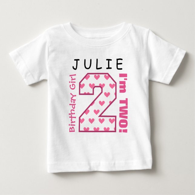 2:a födelsedagstjuppet Ett års Rosa Hearts V01J Tee (Framsida)