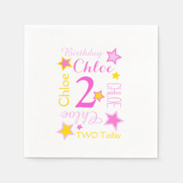 2:a födelsetjänsten med namnet grafisk gult rosa pappersservett