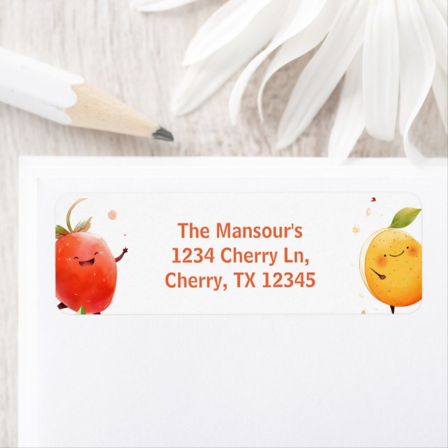 2:a Fruktiga födelsedagen Party Returadress Etikett (Insitu)